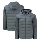 New York Jets Cutter & Buck Primary Logo Evoke Hybrid Eco Softshell Recycled Full-Zip Hooded Jacket Gray