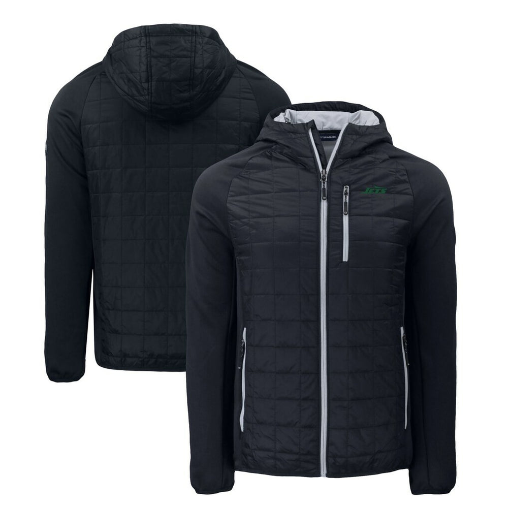New York Jets Cutter & Buck Primary Logo Rainier PrimaLoft Eco Full-Zip Hybrid Jacket Black