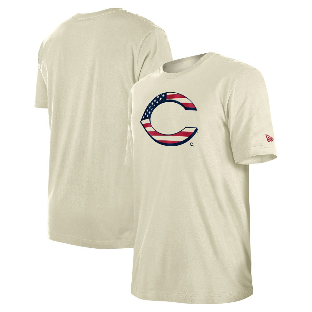 Cincinnati Reds New Era Americana Flag Fill T-Shirt - Cream T-shirts
