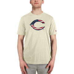 Cincinnati Reds New Era Americana Flag Fill T-Shirt - Cream T-shirts