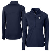 Minnesota Twins Cutter & Buck Women's Adapt Eco Knit Stretch Recycled Half-Zip DryTec Top - Navy Tops
