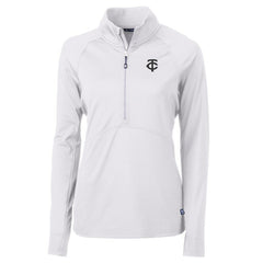 Minnesota Twins Cutter & Buck Women's Adapt Eco Knit Stretch Recycled Half-Zip DryTec Top - White Tops