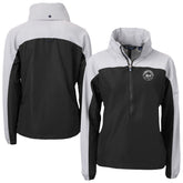 New York Mets Cutter & Buck Women's Charter Eco Recycled Half-Zip Anorak Jacket - Black/Gray Jackets