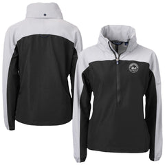 New York Mets Cutter & Buck Women's Charter Eco Recycled Half-Zip Anorak Jacket - Black/Gray Jackets