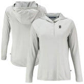Detroit Tigers Cutter & Buck Women's Coastline Epic Comfort Eco Recycled Raglan Long Sleeve Hoodie T-Shirt - Gray Hoodies