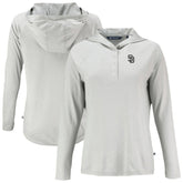 San Diego Padres Cutter & Buck Women's Coastline Epic Comfort Eco Recycled Raglan Long Sleeve Hoodie T-Shirt - Gray Hoodies
