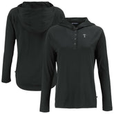 Texas Rangers Cutter & Buck Women's Coastline Epic Comfort Eco Recycled Raglan Long Sleeve Hoodie T-Shirt - Black Hoodies