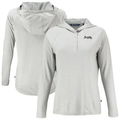 Atlanta Braves Cutter & Buck Women's Coastline Epic Comfort Eco Recycled Raglan Long Sleeve Hoodie T-Shirt - Gray Hoodies