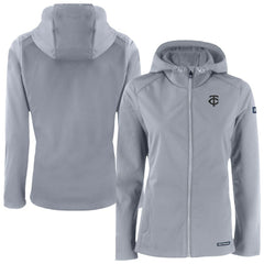 Minnesota Twins Cutter & Buck Women's Evoke Eco Softshell Recycled Full-Zip Hoodie Jacket - Gray Jackets