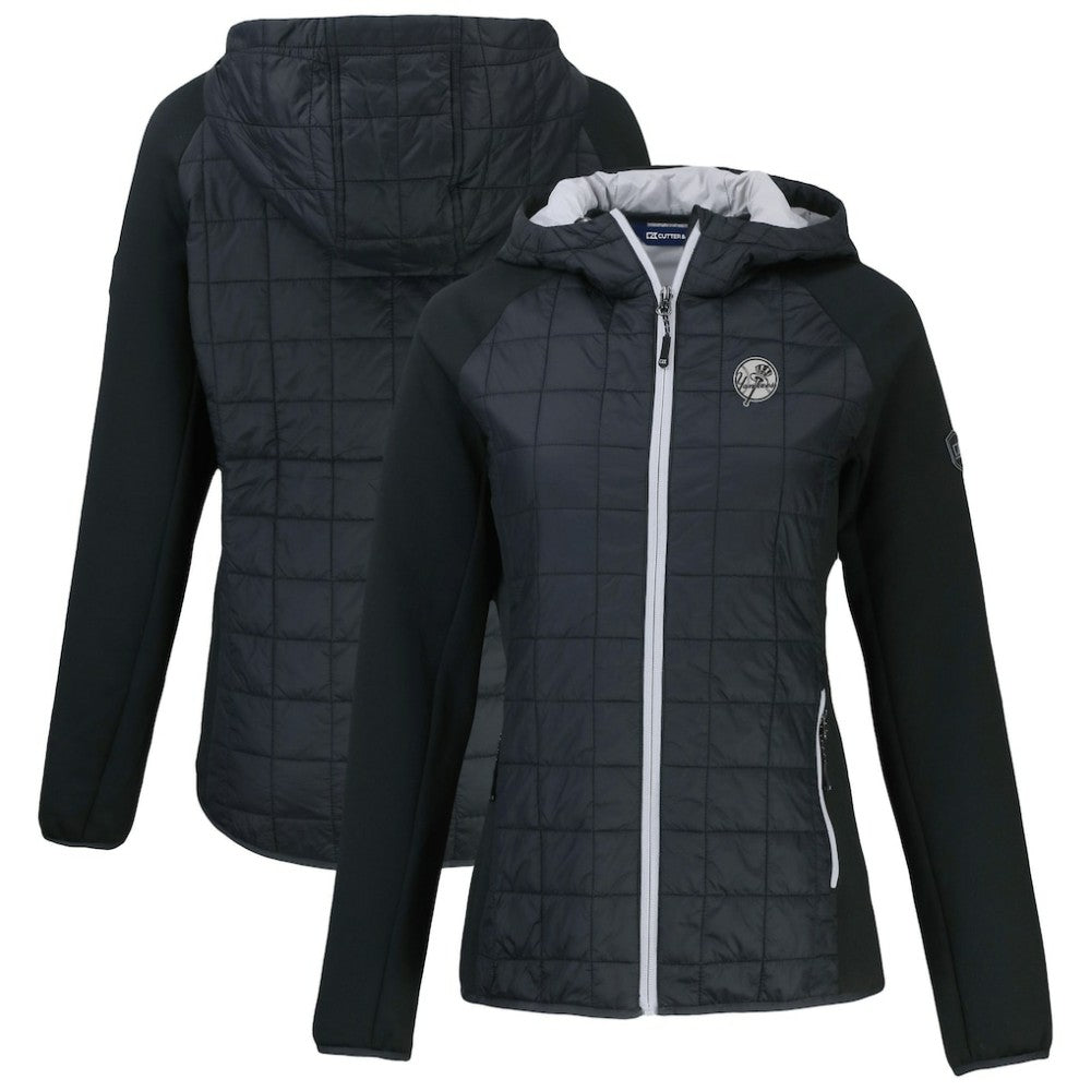 New York Yankees Cutter & Buck Women's Rainier Primaloft Eco Full-Zip Hybrid Jacket - Black Jackets