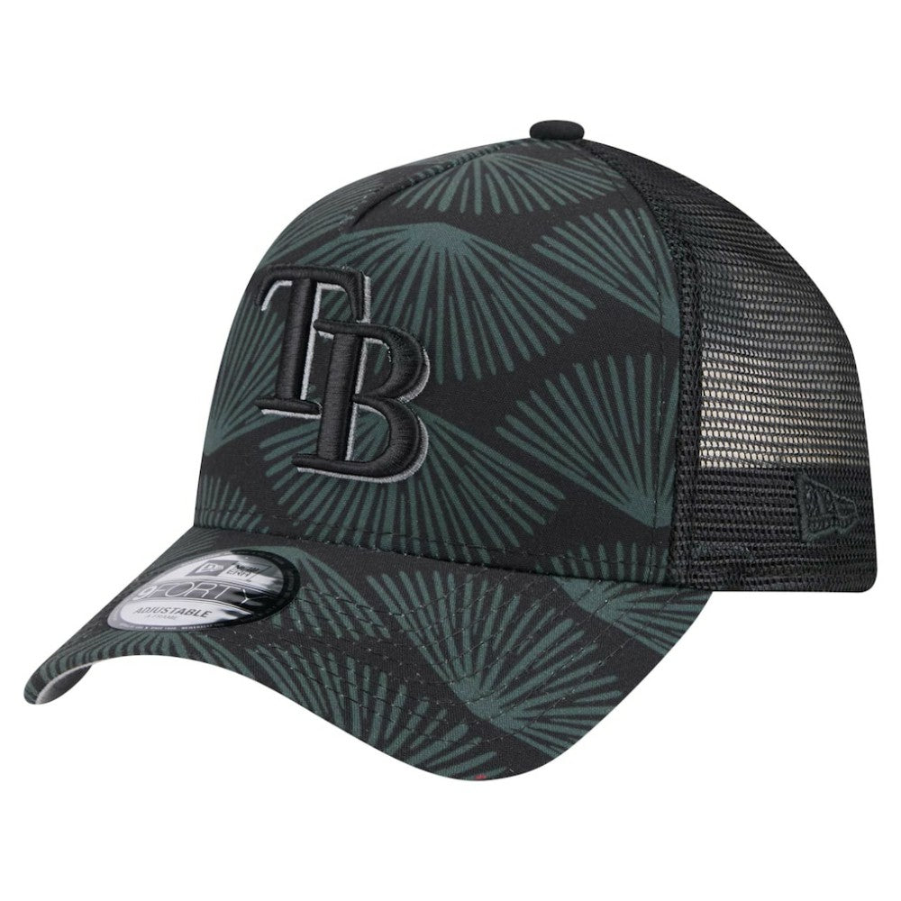 Tampa Bay Rays New Era 9FORTY A-Frame Trucker Adjustable Hat - Black Hats