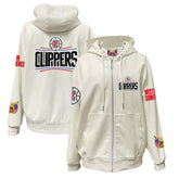 LA Clippers Jeff Hamilton Vegan Leather Full-Zip Hoodie White