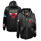 Chicago Bulls Jeff Hamilton Vegan Leather Full-Zip Hoodie Black