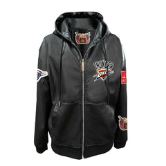 Oklahoma City Thunder Jeff Hamilton Vegan Leather Full-Zip Hoodie Black