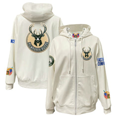 Milwaukee Bucks Jeff Hamilton Vegan Leather Full-Zip Hoodie White
