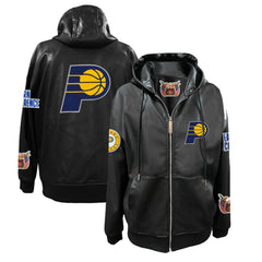 Indiana Pacers Jeff Hamilton Vegan Leather Full-Zip Hoodie Black