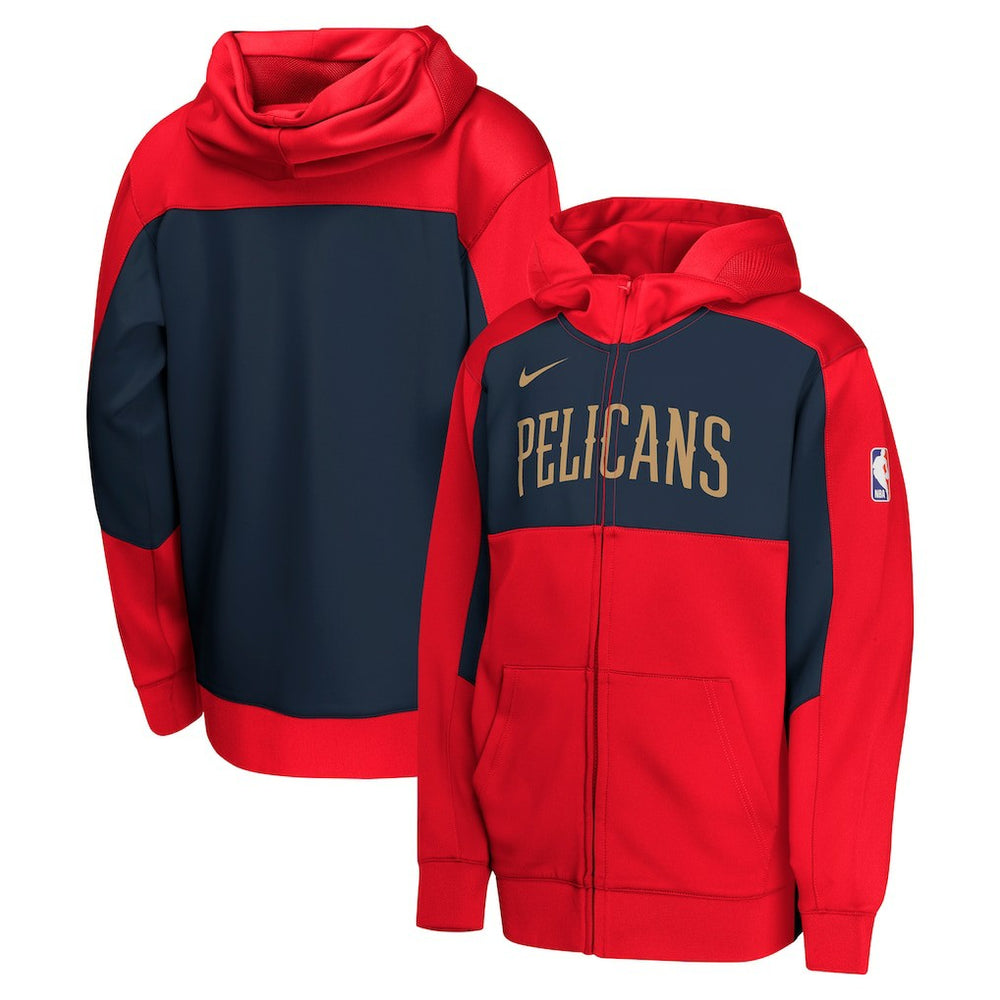 New Orleans Pelicans Youth Authentic On-Court Showtime Performance Full-Zip Hoodie Red/Navy