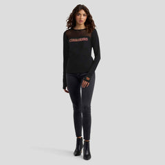 Washington Commanders WEAR by Erin Andrews x Gracie Hunt Women's Mesh Panel Long Sleeve T-Shirt Black