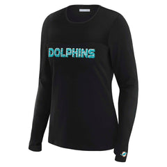 Miami Dolphins WEAR by Erin Andrews x Gracie Hunt Women's Mesh Panel Long Sleeve T-Shirt Black