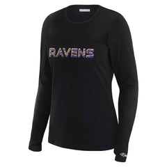 Baltimore Ravens WEAR by Erin Andrews x Gracie Hunt Women's Mesh Panel Long Sleeve T-Shirt Black