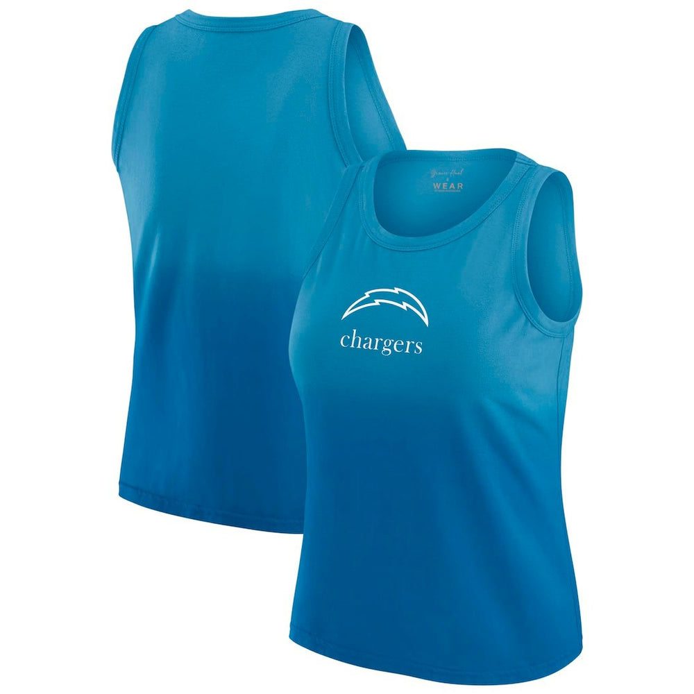 Los Angeles Chargers WEAR by Erin Andrews x Gracie Hunt Women's Ombre Tank Top Blue