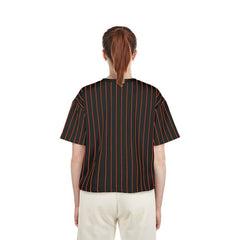 Baltimore Orioles New Era Women's Cooperstown Collection Multiplier Pinstripe Cropped T-Shirt - Black T-shirts