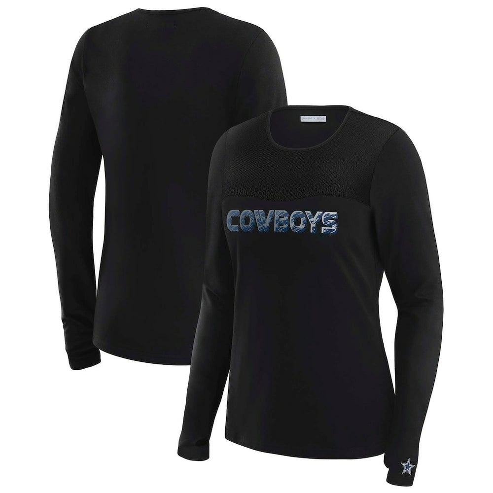 Dallas Cowboys WEAR by Erin Andrews x Gracie Hunt Women's Mesh Panel Long Sleeve T-Shirt Black
