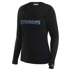 Dallas Cowboys WEAR by Erin Andrews x Gracie Hunt Women's Mesh Panel Long Sleeve T-Shirt Black