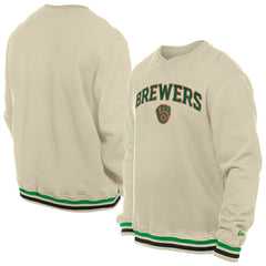 Milwaukee Brewers New Era St. Patrick's Day Twill Pullover Sweatshirt - Cream Pullover