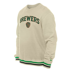Milwaukee Brewers New Era St. Patrick's Day Twill Pullover Sweatshirt - Cream Pullover