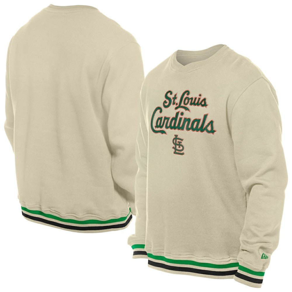 St. Louis Cardinals New Era St. Patrick's Day Twill Pullover Sweatshirt - Cream Pullover