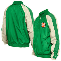 Chicago Cubs New Era St. Patrick's Day Ripstop Raglan Quarter-Zip Windbreaker - Kelly Green Tops