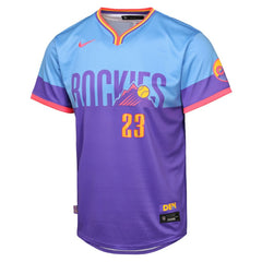 MLB Kris Bryant Colorado Rockies Nike Youth 2025 City Connect Limited Player Jersey - Purple/Light Blue