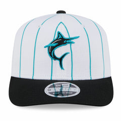 Miami Marlins New Era 2025 Batting Practice 9SEVENTY Stretch-Snap Trucker Hat - White/Black Hats