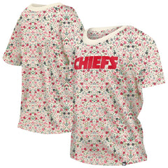Kansas City Chiefs New Era Women's Glam Game Floral Scoop Neck T-Shirt Cream