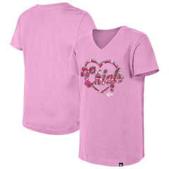 Kansas City Chiefs New Era Girls Youth Flip Sequins V-Neck T-Shirt Pink