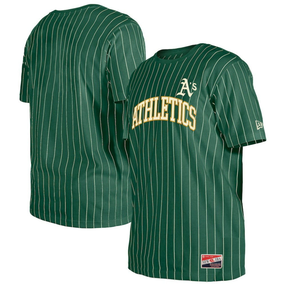 Athletics New Era Throwback Pinstripe T-Shirt - Green T-shirts