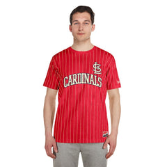 St. Louis Cardinals New Era Throwback Pinstripe T-Shirt - Red T-shirts