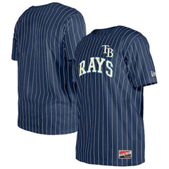 Tampa Bay Rays New Era Throwback Pinstripe T-Shirt - Navy T-shirts