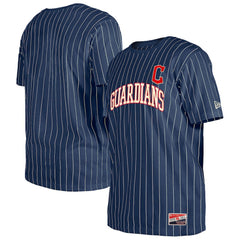 Cleveland Guardians New Era Throwback Pinstripe T-Shirt - Navy T-shirts