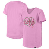 NHL Detroit Red Wings New Era Girl's Youth Flip Sequin V-Neck T-Shirt - Pink