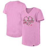 NHL Columbus Blue Jackets New Era Girl's Youth Flip Sequin V-Neck T-Shirt - Pink