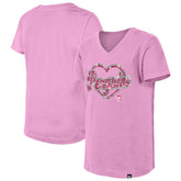 NHL Pittsburgh Penguins New Era Girl's Youth Flip Sequin V-Neck T-Shirt - Pink