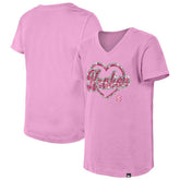 NHL Seattle Kraken New Era Girl's Youth Flip Sequin V-Neck T-Shirt - Pink