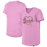 NHL Boston Bruins New Era Girl's Youth Flip Sequin V-Neck T-Shirt - Pink