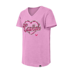 NHL Washington Capitals New Era Girl's Youth Flip Sequin V-Neck T-Shirt - Pink