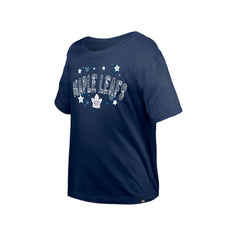 NHL Toronto Maple Leafs New Era Girl's Youth Flip Sequin T-Shirt - Navy