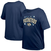 NHL Nashville Predators New Era Girl's Youth Flip Sequin T-Shirt - Navy