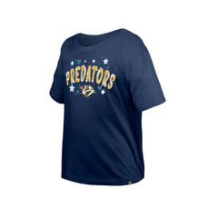NHL Nashville Predators New Era Girl's Youth Flip Sequin T-Shirt - Navy