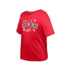 NHL Detroit Red Wings New Era Girl's Youth Flip Sequin T-Shirt - Red